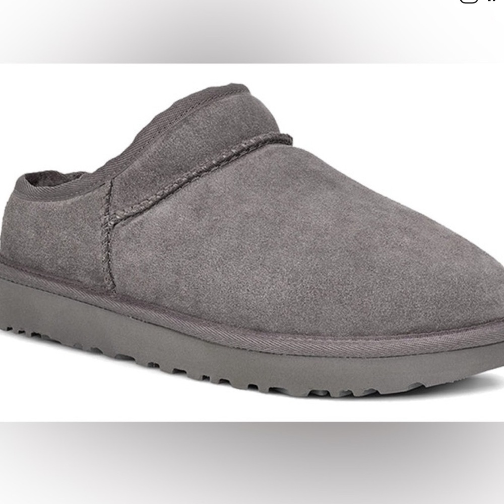 NEW UGG classic micro shearling Charcoal Suede Slip-Ons size 11 - Picture 2 of 12